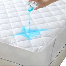 Wasserdichter Matratzenschoner mit Gurt, atmungsaktiv, bequem, Matratzenbezug, Schutz mit gesteppter Oberschicht, strapazierfähige Rückseite und weiche, gemütliche Füllung, Doppelbett (135 x 190 + 30
