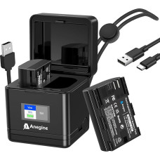 Anegine LP-E6P Battery 2750mAh and LCD Dual Charger with Lanyard for Canon EOS R5, EOS R5 II, EOS R5 Mark II, EOS R6, EOS R6 II, EOS R7 Camera (Pack of 2)