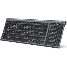 iClever Teclado Bluetooth BK10, Inalámbrico QWERTY Español Teclado Multi Dispositivo Recargable Diseño Ergonómico Tamaño Completo Conexión Estable Teclado para Mac/iPad/Windows grisáceo
