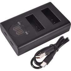 DSTE dvigubas USB įkroviklis su LCD ekranu, suderinamas su LP-E12 ir skaitmeniniais fotoaparatais 