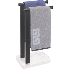 NearMoon Towel Rail with Balanced Marble Base, SUS304 Stainless Steel Stand Towel Ring L Shape Towel Rail Freestanding Towel Rail for Bathroom Kitchen Worktop (Double Rod,