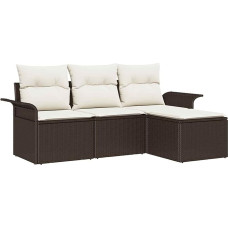 Rantry Modelis3345308 4 dalių sodo sofos komplektas su pagalvėle Ruda poliuretano sodo poilsio zona