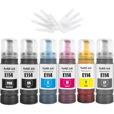 GREENPRINT 6 spalvų E114 suderinamos rašalo kasetės, skirtos EP ET-8500 ET-8550 spausdintuvui su rašalo talpykla (6 pakuotės, juoda/nuotraukų juoda/žydra/žydra/magenta/geltona/pilka)