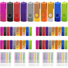 DAUZZOX 50 vnt. besisukančių USB atmintinių 512MB USB 2.0 Flash Drive Rotation Memory Stick USB U diskas su LED šviesa 50 vnt., skirtas saugojimui ir atsarginių kopijų kūrimui (įvairiaspalvis)