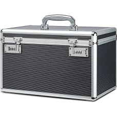 HEWEI WORKS Medicine Box with Combination Lock Suitable for Pharmacies and Personal Items Storage Containing a Plastic Pill Box (Grey, Extra Large)