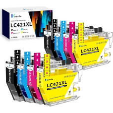 Vintella LC421XL LC-421XLVAL kasetės suderinamos su spausdintuvo kasetėmis Brother LC421 LC-421VAL LC421VAL LC-421XL LC421XL LC421XLVAL, skirtos Brother DCP-J1050DW DCP-J1140DW MFC-J1010DW (8 vnt.)