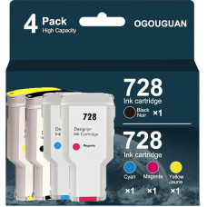 728 rašalo kasetė 300 ml, skirta HP 728 HP 728 HP728 rašalo kasetė F9J68A F9K17A F9K16A F9K15A, suderinama su HP DesignJet T730 DesignJet T830 (matinė juoda, žydra, purpurinė, geltona)