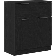 vidaXL Chic Black Oak Buffet Sideboard su tekstūruota apdaila ir daugybe saugojimo vietos valgomojo kambario svetainės baldai Modernūs mediniai baldai Stilingas vienetas Namų organizacija Funkcinė apdaila