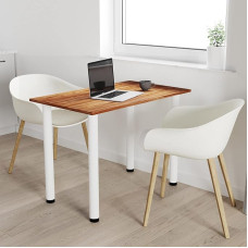 AKKE valgomojo stalas su baltomis kojomis, valgomojo stalas, virtuvės stalas, biuro stalas, bordo spalvos, 65 x 65 cm