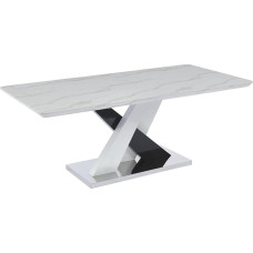 Vente-unique - Valgomojo stalas 8 asmenims - MDF ir nerūdijantis plienas - marmuro išvaizdos, baltas ir juodas - EVAELA