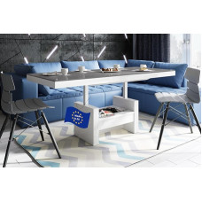 HLU-111 Designer Coffee Table High Gloss Grey White Drawer Height-Adjustable Extendable Dining Table