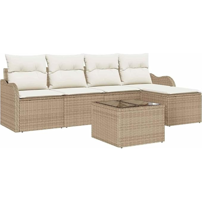 6 dalių sodo sofos komplektas su kopėtėlėmis ir kopėtėlėmis iš Braunes Poly Rattan, 2 dalių sodo sofa su kopėtėlėmis ir kopėtėlėmis iš smėlio spalvos Poly Rattan Gartenlounge Modelis3345671
