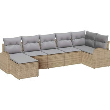 Garten Sofa Set Set von 7 Beige Rattan Garten Sofa Rechteckig Gartenlounge Model3346130