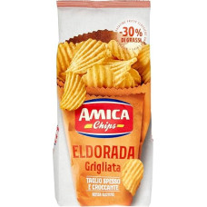 5 x Amica Chips Eldorada Grigliata sūrūs bulvių traškučiai su banguotu pjūviu 130 g traškūs bulvių traškučiai be glitimo