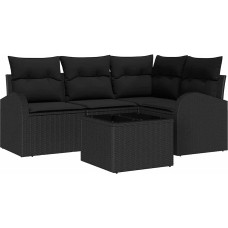 5-teiliges Garten-Sofa-Set mit Kissen Beige Poly-Rattan Gartenlounge Modelis3346033