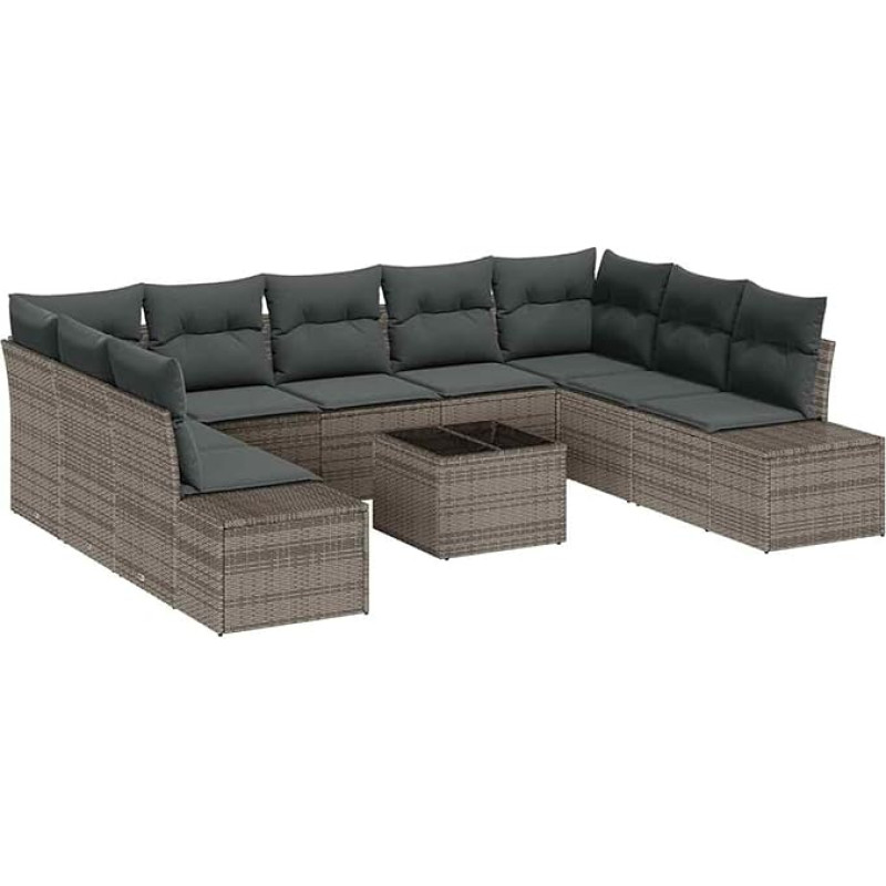 Rantry 9-teiliges Garten-Sofa-Set mit Kissen Schwarz Poly-Rattan Gartenlounge Modelis3355898