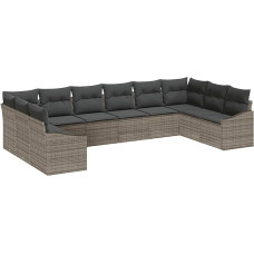 10 dalių sodo-dėžės komplektas su kopėtėlėmis Grau Poly Rattan Gartenlounge Modelis3346899