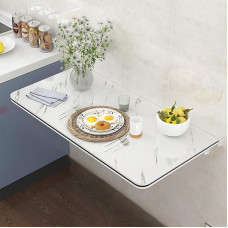 Wandmontierter Klapptisch, Massivholz, weißer Wandschreibtisch, zusammenklappbar, mehrfach, platzsparend für Wohnzimmer, Küche, Schlafzimmer, für kleine Räume, starke Tragfähigkeit