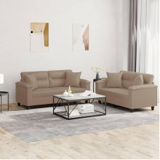 Cappuccino-Braun Kunstleder 2-Sitzer-Sofa mit Kissen, 140 cm, maks. 110 kg pro Sitz Modelis3202376