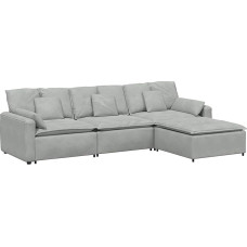 Vopese Modulares Samtsofa Hellgrau, 324x205x64 cm, für Familientreffen - Modularer Aufbau, Komfortarmlehnen, Schaumstofffüllung Model3321069