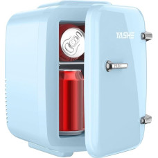 YASHE Mini Fridge, 4 Litre Mini Refrigerators for Cosmetics, Drinks, 220 V AC/12 V DC Thermoelectric Cooling and Heating, Small Fridge for Bedroom, Office, Dorm, Car (Blue)
