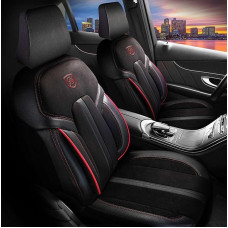 Universal Car Seat Covers for Cars & SUVs - Premium Front Seats Car Seat Cover Made of Alcantara, Black/Red, Airbag Compatible Seat Cover, Car Seat Cover, Front Seat Set Including