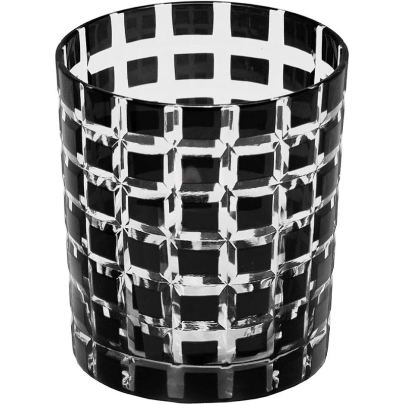 EDZARD 4 krištolinių stiklinių rinkinys Marco Black (250 ml), šlifuotas rankomis - krištolinių stiklinių rinkinys - stiklinės vandeniui, viskiui, šaltai kavai - geriamųjų stiklinių rinkinys, stiklinių rinkinys džinui, viskiui - arbatos lemputė
