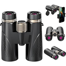 Didelio efektyvumo 12x42 žiūronai suaugusiesiems su ryškiu ir švariu matymu, BAK4 HD prizmė + FMC objektyvas, idealiai tinka žygiams ar kelionėms