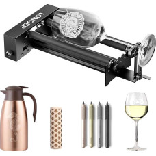 Ilgesnis lazerinio graviravimo ritinėlis ir laikiklis: Y ašis sukasi 360° kampu, 6-100 mm graviravimo erdvė, suderinama su kitų prekės ženklų lazerinėmis graviravimo mašinomis.