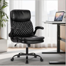 COLAMY Ergonomiška vadovo kėdė su aukštos kokybės odos paminkštinimu - aukšta biuro sukamoji kėdė su reguliuojamais porankiais, aukščio reguliavimo ir pakreipimo funkcija, juoda