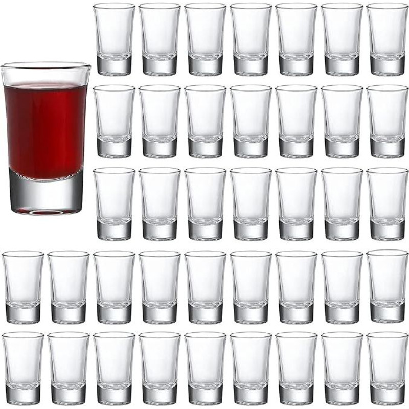 40 Pack Heavy Base Shot Glasses 40ml Clear Small Whiskey Shot Glasses for Vodka Tequila Espresso Spirits and Liquors Mini Glass Shot Cups