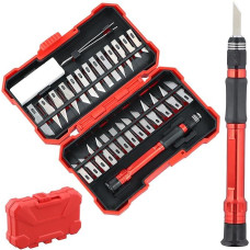 29-Piece Scalpel Set with Replacement Blades, Carving Craft Knife, Craft Knife with Refill Blades, Cutter Knife, Hobby Knife, Carving Knife for DIY Art, Work, Sculpture (Red)