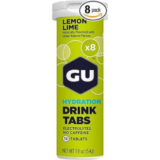 GU Brew (Electrolyte Tablets Hydration Drink Tab) – Lemon Lime (Lemon Lime) – (Pack of 12)