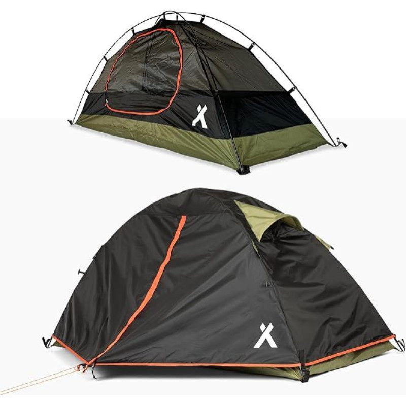 Bear Grylls Wander- & Rucksackzelt - 3 Jahreszeiten Ultraleichtes, wasserdichtes Zelt für Camping mit Regenfliege und Fußabdruck - 1 Person - Schwarz