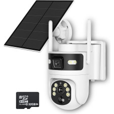 3MP Outdoor Surveillance Camera Battery WLAN 355°/140° Swivelling 2K Solar IP Camera Outdoor, Pan Tilt, PIR Motion Sensor, AI Detection, 2.4GHz WiFi, 2-Way Audio, Argus PT Lite with Solar