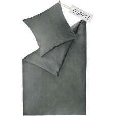 Esprit Home Premium Bed Linen 155 x 220 cm Cotton Anthracite 2-Piece Bed Linen Set Consisting of 1 Duvet Cover 155 x 220 cm Includes 1 Pillowcase 80 x 80 cm Oeko-Tex Certified