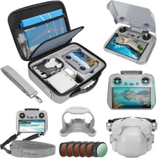 FPVtosky Mini 4 Pro priedų rinkinys - 7-in-1 rinkinys, dėklas, ND filtrų rinkinys, RC2 apsauga nuo saulės, kaklo dirželis, objektyvo dangtelis, ekrano apsauga, propelerio laikiklis, skirtas DJI Mini 4