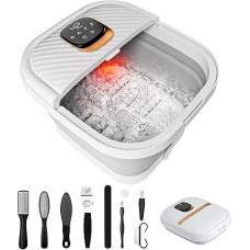 Sulankstoma elektrinė pėdų vonelė su masažo funkcija, pėdų masažuoklis vandeniui, 12 temperatūros nustatymų pėdų vonelė 35°C - 46°C, UV dezinfekcija, vandeniui atsparus LCD ekranas, pedikiūro rinkinys