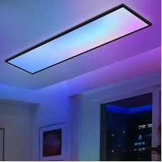 LED 100 x 25 lubų šviestuvas - reguliuojamas lubų šviestuvas RGB spalvų keitimas ilgas lubų šviestuvas plokščias su nuotolinio valdymo pulteliu Didelis 24 W juodas stačiakampis biuro šviestuvas luboms, skirtas biurui žaidimų kambariui
