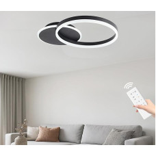 LED lubų šviestuvas, 24 W reguliuojamas lubų šviestuvas, modernus svetainės šviestuvas 55 cm 2 žiedų LED šviestuvai, lubų šviestuvai, juodo aliuminio LED lubų šviestuvas miegamajam, svetainei, biurui, kabinetui