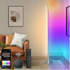 Floor Lamp Living Room LED, WiFi RGBCW Floor Lamp Compatible with Alexa/Google Home, Modern Floor Lamp Dimmable LED Corner Lamp with Remote Control, Smart Corner Light for Bedroom, 147 cm