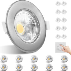 Allesgute LED Recessed Spotlights, 230 V, Dimmable, 10 W, 850 lm, Brushed Stainless Steel, LED Spotlights, 3000 K, Warm White, Ceiling Spotlights, Flat Recessed Spotlights, 65-85 mm, Hole Size for