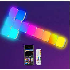 Šešiakampių LED plokščių sieninis apšvietimas, išmanusis RGBIC žaidimų LED sieninių plokščių apšvietimas, 12 