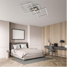 IMPTS LED Ceiling Light Dimmable Ceiling Light Living Room 34 W with Remote Control Living Room Lamp with Memory Function Square Ceiling Lighting Matt Nickel Metal for Bedroom Hallway Kitchen Balcony