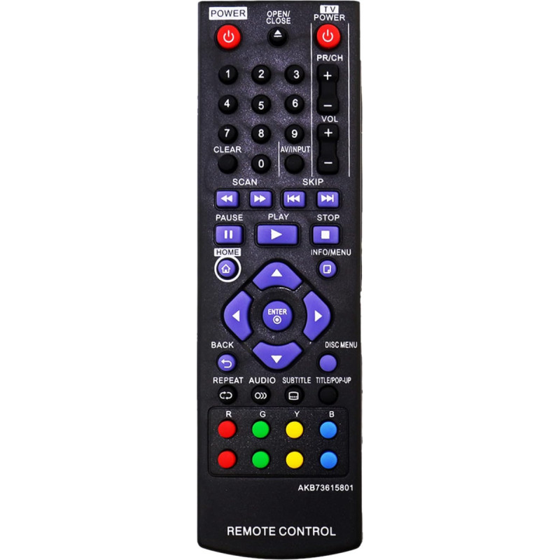 VINABTY Replacement Remote Control for LG Blu-ray Disc DVD Player BP120 BP125 BP200 BP220 BP220N BP320 BP320N BP320N BP325W AKB73615801