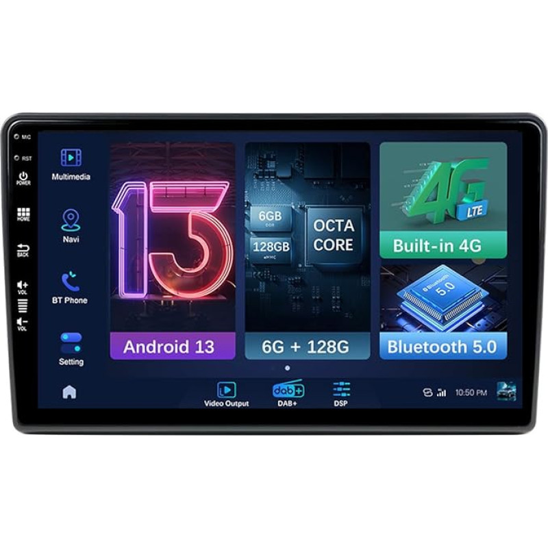 MISONDA Built-in Carplay + DSP + 4G + DAB+ Double DIN Android Car Radio Suitable for Fiat Ducato/Peugeot Boxer/Citroen Jumper 2006-2022 Free Reversing Camera 6G + 128G