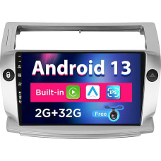 SXAUTO Android 12 IPS Car Radio for Citroen C4/C-Quatre/C-Triomphe (2004-2012) - Built-in CarPlay/Android Car - Reversing Camera Free - 2G + 32G - Steering Wheel Control DAB Fast Boot - 2 DIN 9 Inches