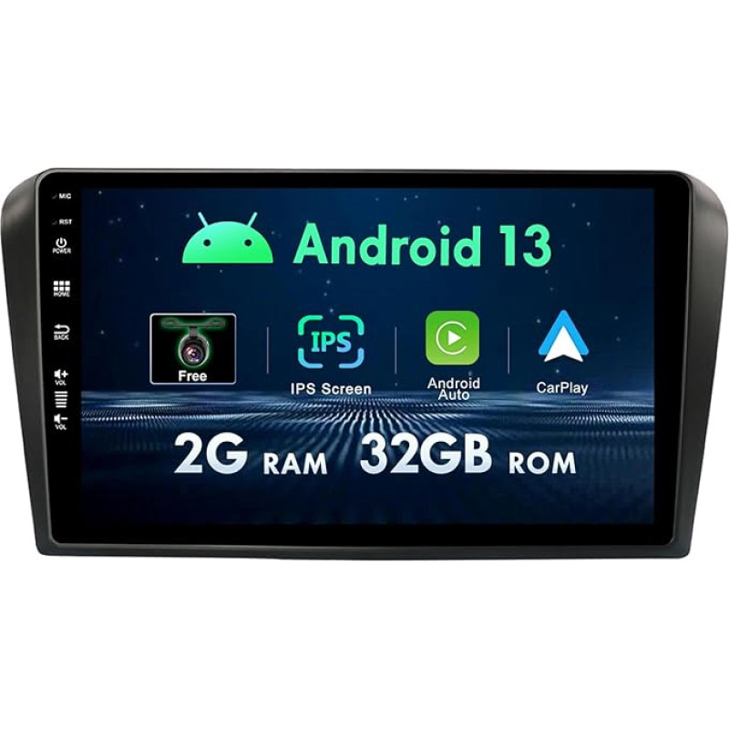 Android Stereo Car Radio for Mazda 3 (2006-2012) - GPS 2GB+32GB - Rear View Camera - 9 Inch - Supports DAB + / Steering Wheel Control / WiFi / Bluetooth / Mirror Link / Carplay / USB / RDS