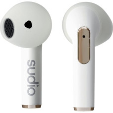 Sudio N2 Snow White - True Wireless Bluetooth Open-Ear Earbuds, Multipoint Connection, Built-in Microphone for Calls, 30 Hours Battery with Charging Case, IPX4 Waterproof, USB-C & Wireless Charging