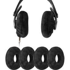 GEEKRIA 2 Pairs Velour Headphones Earmuffs, Washable & Stretchy Sanitary Ear Cups Protectors for Over-Ear Headset Ear Pads Sweat Cover for Warmth & Comfort (M/Black) PJZ185-02